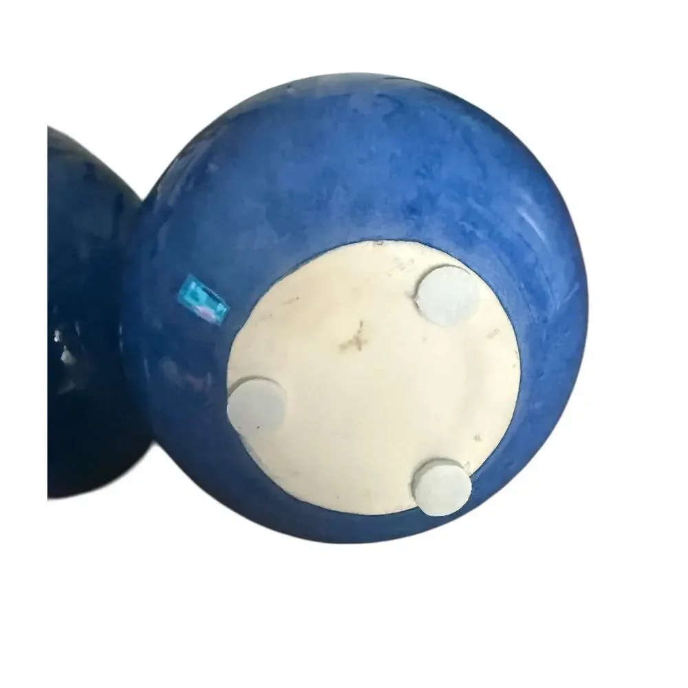 Cobalt Blue Ceramic Taper Candle Holders Set of 3 Modern Pottery Decor